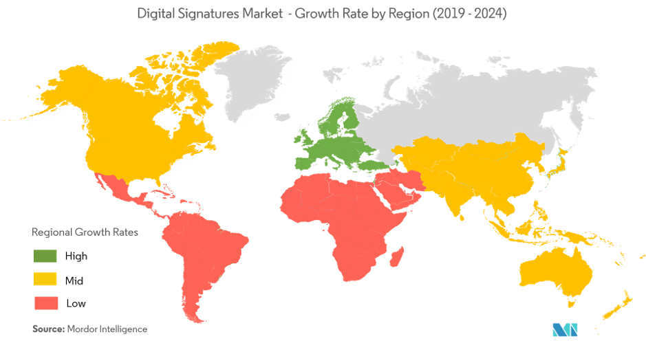 Digital Signature Market- Growth Rate by Region (19-20)